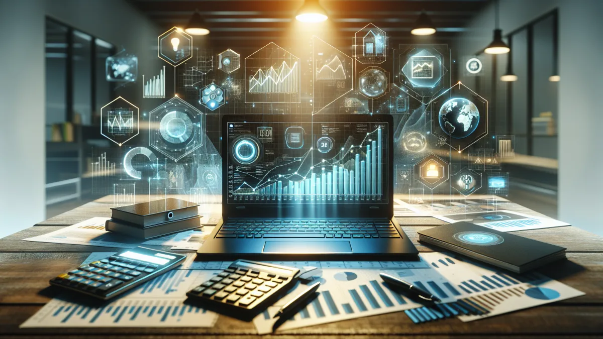 Imagem representativa da Contabilidade Digital com elementos tecnológicos e financeiros