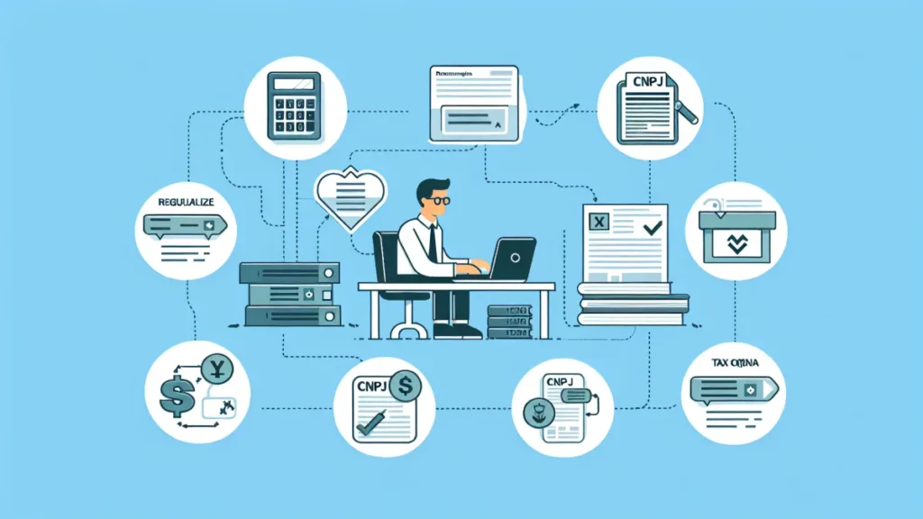 Regularizar débito de CNPJ: dicas para simplificar o processo 2 Infográfico sobre como regularizar débito de CNPJ com dicas práticas para empresários. - ilustração