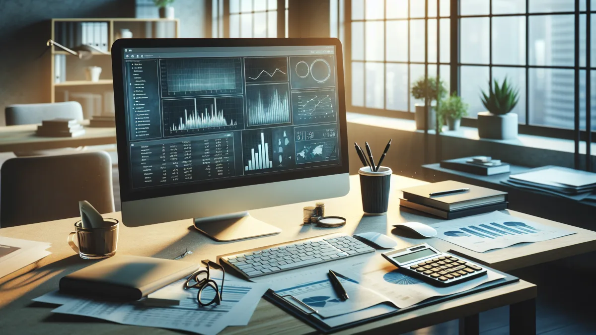 Software de gestão contábil para pequenas empresas em uso no escritório.