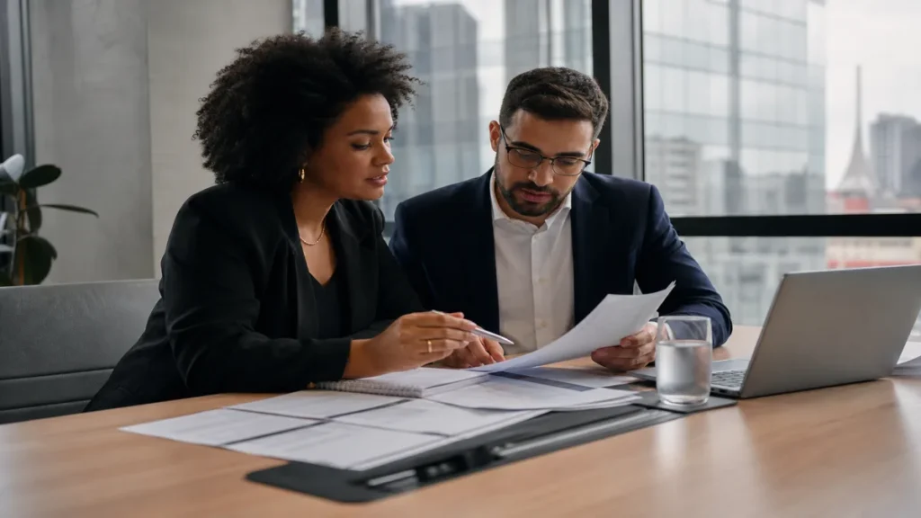 Benefícios da consultoria tributária para empresas em São Paulo 1 Equipe discutindo redução de impostos para negócios através da consultoria como parte da estratégia de consultoria.
