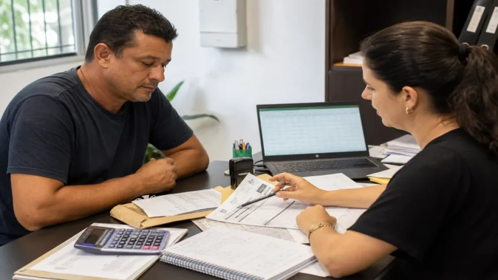 Especialista revisando documentos de o que acontece quando o mei ignora essas entregas relacionados à contabilidade para.