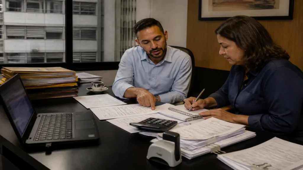 Vantagens da contabilidade para pequenas empresas 2 Especialista revisando documentos de quando contratar contabilidade e o que avaliar na escolha relacionados à pequenas.